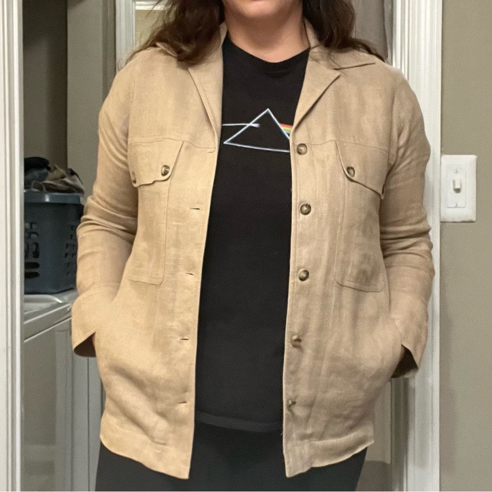 Company Ellen Tracy Beige 100% Linen Jacket SZ 10